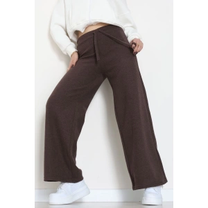 Selanik Kumaş Bel Lastikli Palazzo Pantolon Kahve - 51228.1567.