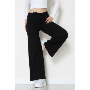 Selanik Kumaş Bel Lastikli Palazzo Pantolon Siyah - 51228.1567.