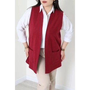 Selanik Kumaş Büyük Beden Yelek Bordo - 32221.1731.