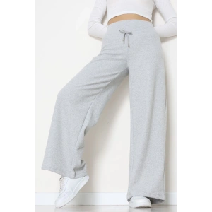 Selanik Kumaş Lastikli Palazzo Pantolon Gri - 51227.1567.