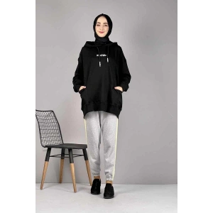 Şerit Detaylı Eşofman Altı Gri Sarı