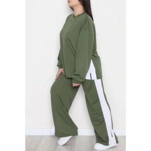 Şeritli 2 İplik Büyük Beden Eşofman Takımı Hakibeyaz - 52047.1857.