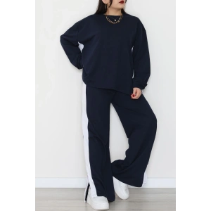 Şeritli 2 İplik Büyük Beden Eşofman Takımı Lacibeyaz - 52047.1857.