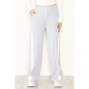 Şeritli 2 İplik Eşofman Altı Gri - 52102.1005.