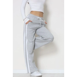 Şeritli 2 İplik Eşofman Altı Gri - 52177.1005.