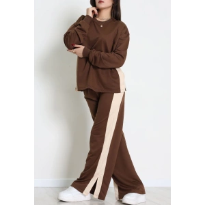 Şeritli 2 İplik Eşofman Takımı Kahvebej - 52180.1857.