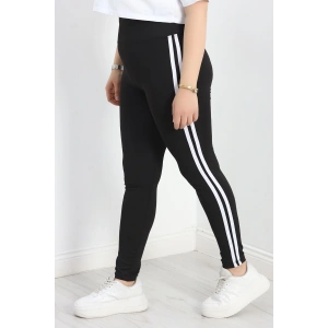 Şeritli Battal Geniş Kemer Tayt Siyah - 50125.1098.