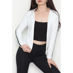 Şeritli Dalgıç Ceket Beyaz - 50098.053.