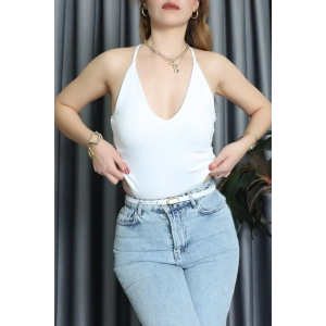 Sırtı Çapraz Askılı Bodysuit Beyaz - 71725.444.