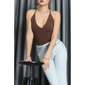 Sırtı Çapraz Askılı Bodysuit Kahve - 71725.444.