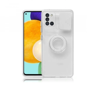 SM Galaxy A21S (SM-A217) Kılıf Sürgülü Kamera Lens Korumalı Yüzük Standlı Silikon Kılıf-(1903)
