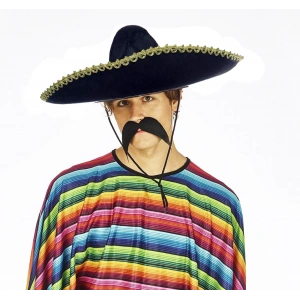 Sombrero Meksika Şapkası Mariachi Altın Şeritli Yetişkin Boy