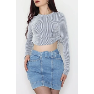 Su Yolu Kumaş Yan Bağlama Detay Bluz Laci - 1018.2119.