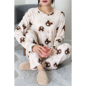 Süet Alt Üst Aynı Pijama Takımı Bejkahve1 - 118.1287.