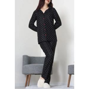 Süet Düğmeli Pijama Takımı Siyahyıldız - 52171.1050.