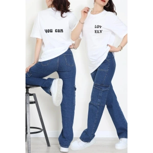 Suprem Baskılı Oversize Tişört Beyaz - 31888.1878.