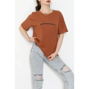 Suprem Baskılı Oversize Tişört Kiremit - 31887.1878.