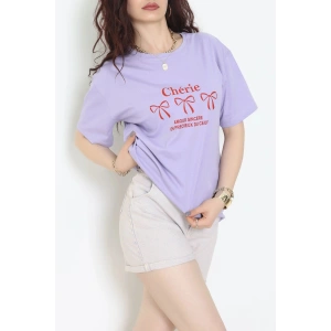 Suprem Baskılı Oversize Tişört Lila - 31883.1878.