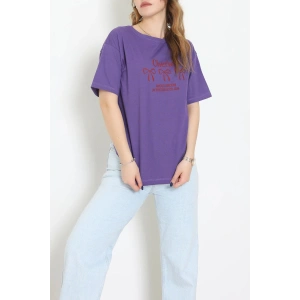Suprem Baskılı Oversize Tişört Mor - 31883.1878.