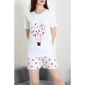 Süprem Baskılı Pijama Takım Beyazkalp - 50775.1773.