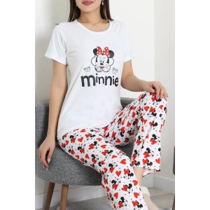 Süprem Baskılı Pijama Takım Beyazkırmızı - 50774.1773.