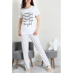 Süprem Baskılı Pijama Takım Beyazsiyah - 50774.1773.