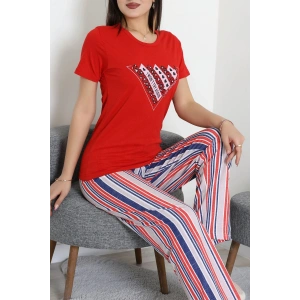 Süprem Baskılı Pijama Takım Kırmızı - 50774.1773.