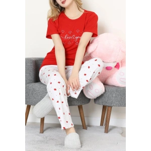 Süprem Baskılı Pijama Takım Kırmızıçiçekli - 50774.1773.