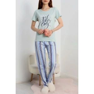 Süprem Baskılı Pijama Takım Mint - 50774.1773.