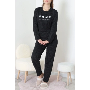 Süprem Kumaş Mevsimlik Pijama Takımı Bordo Siyah - 31897.1961.