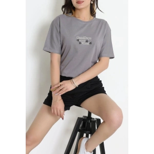 Suprem Nakışlı Oversize Tişört Boyalıgri - 31882.1878.