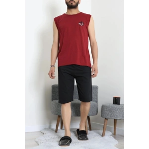 Süprem Şortlu Erkek Pijama Takımı Bordo - 42983.1048.