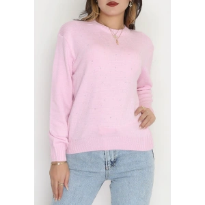 Taş Detaylı Triko Pembe - 2399.1765.