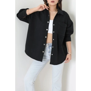Tek Cepli Gabardin Oversize Ceket Siyah - 36571.2137.