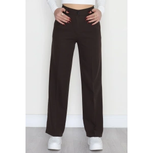 Tek Düğme Palazzo Pantolon Koyukahve - 90022.1397.