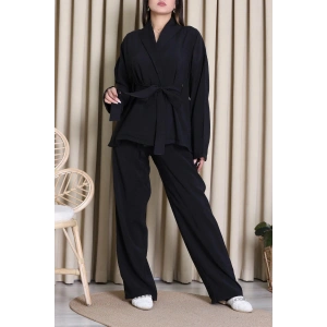 Tensel Bağlamalı Kimono Takım Siyah - 7120.1254.