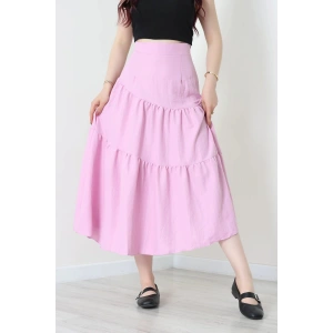 Terikoton Büzgülü Etek Pembe - 8170.1437.