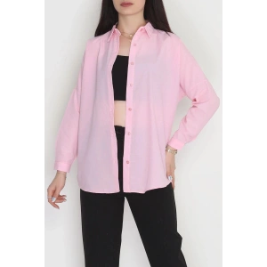 Terikoton Oversize Gömlek Pembe - 30840.1949.