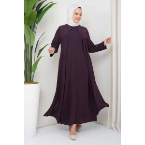 Tesettür Abiye Elbise Mürdüm