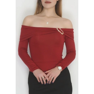 Toka Detaylı Bluz Bordo - 4135.1748.
