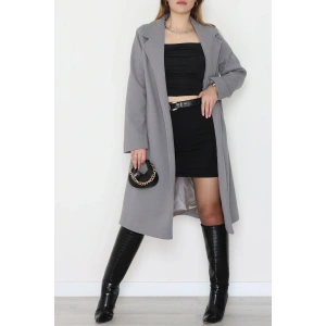 Uzun Astarlı Kaşe Kaban Gri - 4001.1839.