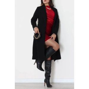 Uzun Astarlı Kaşe Kaban Siyah - 4001.1839.