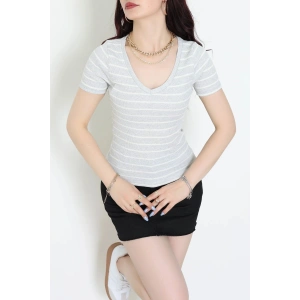 V Yaka Kısa Kol Çizgili Kaşkorse Body Griekru - 70980.1748.