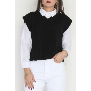 V Yaka Süveter  Siyah - 4049.1577.