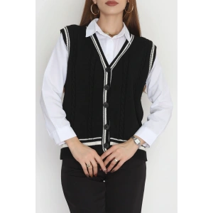 V Yaka Triko Yelek Siyah - 2213.1765.