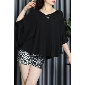V Yakalı Salaş Viskon Bluz Siyah - 62072.1256.