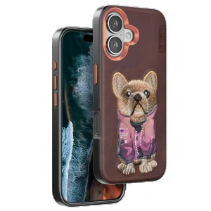 Venco iPhone 16 Cute Desenli Kapak - Koyu Kahve