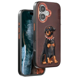 Venco iPhone 16 Perma Desenli Kapak - Koyu Kahve