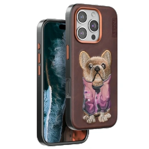 Venco iPhone 16 Pro Cute Desenli Kapak - Koyu Kahve