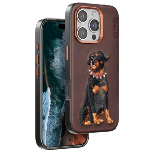 Venco iPhone 16 Pro Max Perma Desenli Kapak - Koyu Kahve